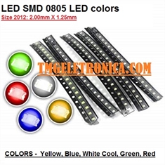 LED SMD 0805, Light emitting diodes 0805 (2012 metric) Standard LEDs - SMD - 2.0 mm × 1.25 mm - Diversas Cores - LED SMD 0805, Light emitting diodes (2012 metric) - Azul